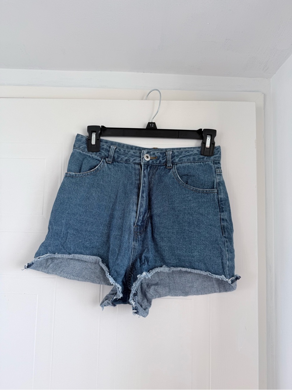 Men's Classic Blue Denim Jean Shorts with Rolled Hem
